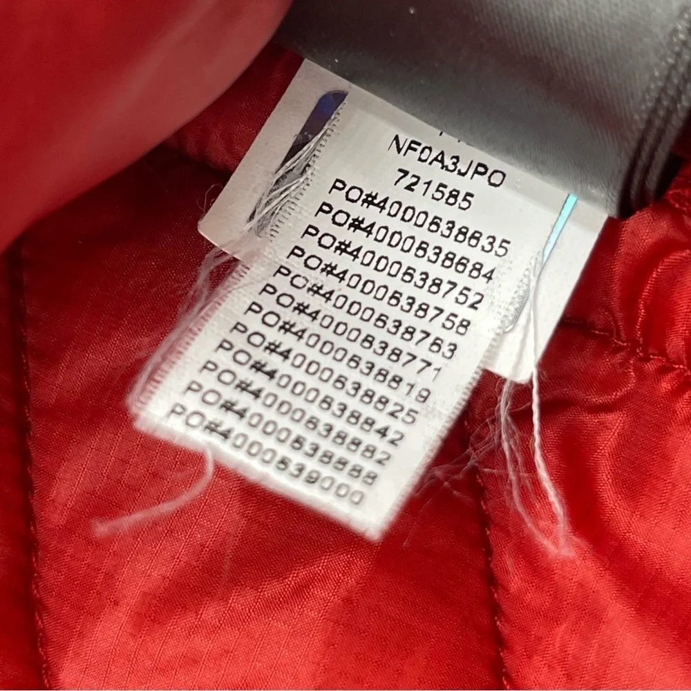 The North Face Mens Thermoball Eco Jacket Red Quilted Puffer Full Zip Sz XLarge